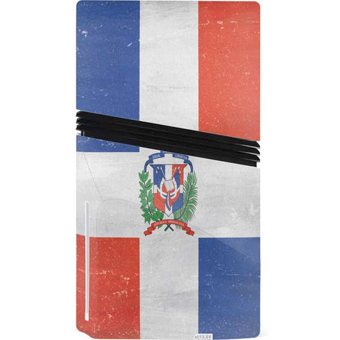 Dominican Republic Flag Distressed PS5 Pro Disk Bundle Skin
