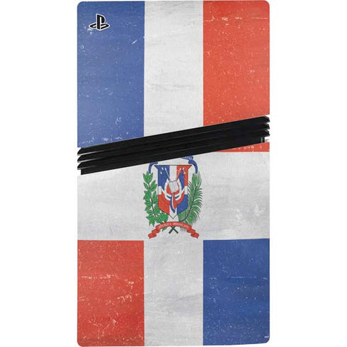 Dominican Republic Flag Distressed PS5 Pro Disk Console Skin