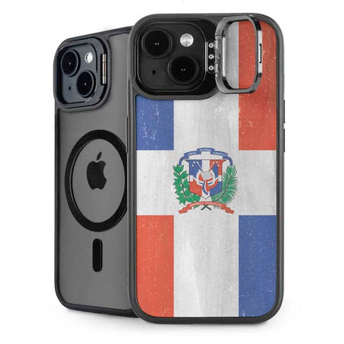 Dominican Republic Flag Faded iPhone 15 Kickstand Case