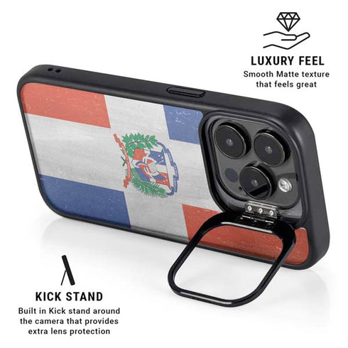 Dominican Republic Flag Faded iPhone 15 Pro Kickstand Case