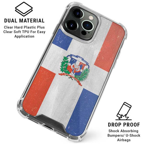 Dominican Republic Flag Faded iPhone 16 Pro Max Clear Case