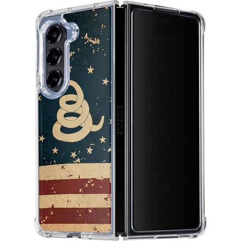 Dont Tread On Me American Flag Galaxy Z Fold5 5G Clear Case