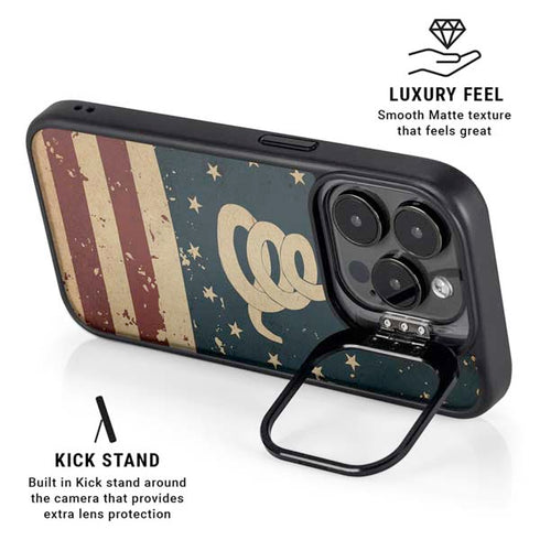 Dont Tread On Me American Flag iPhone 14 Pro Kickstand Case