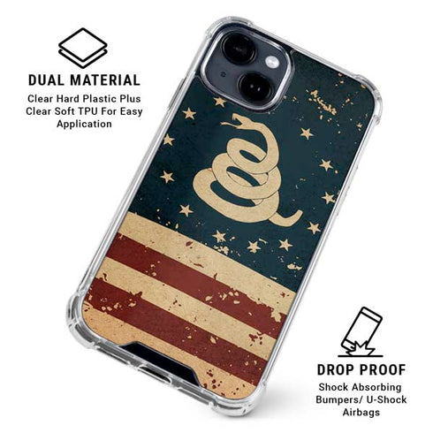 Dont Tread On Me American Flag iPhone 15 Clear Case