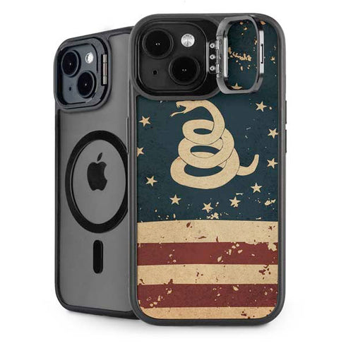 Dont Tread On Me American Flag iPhone 15 Plus Kickstand Case
