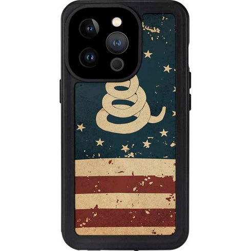 Dont Tread On Me American Flag iPhone 15 Pro Waterproof Case
