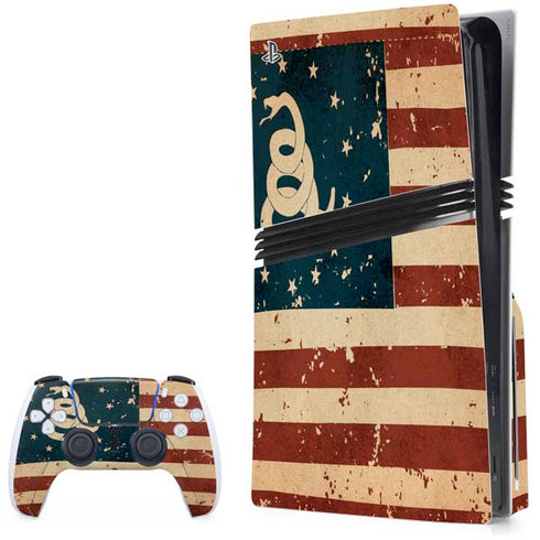 Dont Tread On Me American Flag PS5 Pro Disk Bundle Skin
