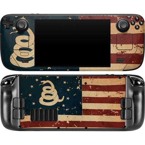 Dont Tread On Me American Flag Steam Deck Handheld Gaming Computer OLED Skin