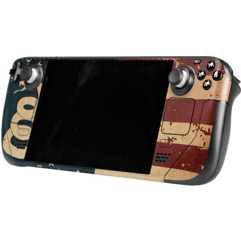 Dont Tread On Me American Flag Steam Deck Handheld Gaming Computer OLED Skin