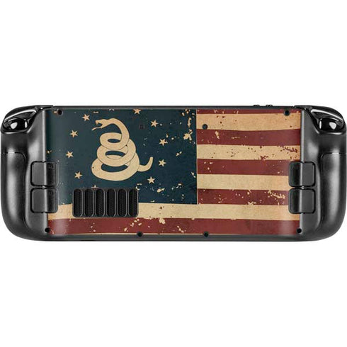 Dont Tread On Me American Flag Steam Deck Handheld Gaming Computer OLED Skin