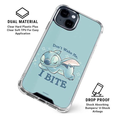 Disney Lilo and Stitch Dont Wake Me I Bite iPhone 15 Plus Clear Case
