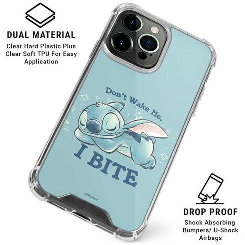 Disney Lilo and Stitch Dont Wake Me I Bite iPhone 15 Pro Clear Case
