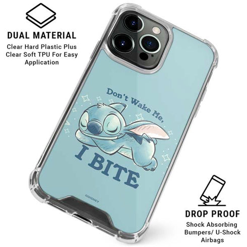 Disney Lilo and Stitch Dont Wake Me I Bite iPhone 15 Pro Max Clear Case