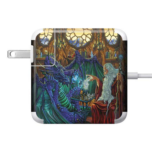 Dragon and Wizard Playing Chess by Ed Beard Jr 85W Power Adapter (15 and 17 inch MacBook Pro Charger) Skin