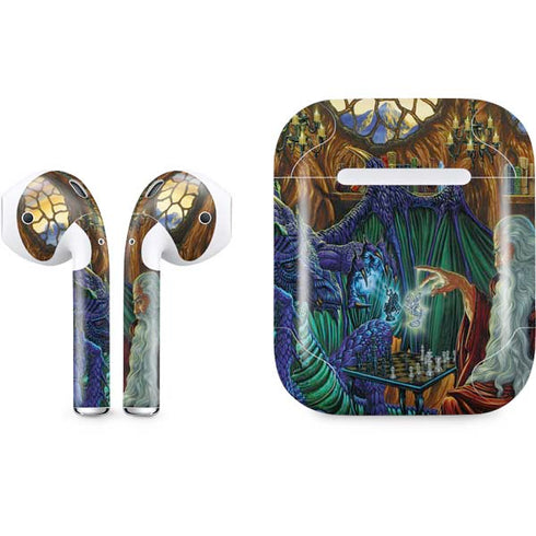Dragon and Wizard Playing Chess by Ed Beard Jr Apple AirPods Skin