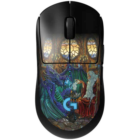 Dragon and Wizard Playing Chess by Ed Beard Jr G Pro Wireless Gaming Mouse Skin