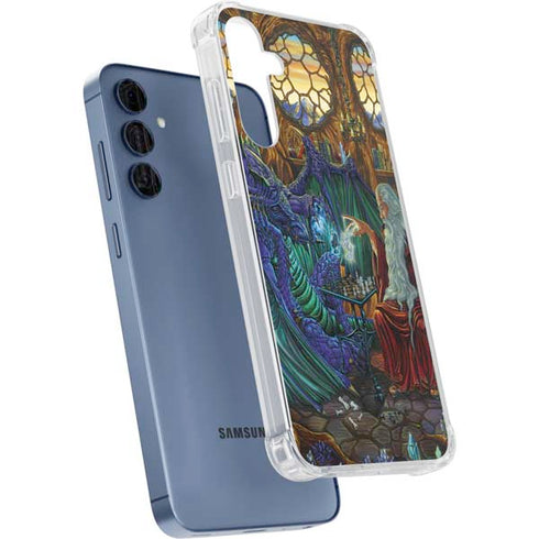 Dragon and Wizard Playing Chess by Ed Beard Jr Galaxy A55 5G Clear Case