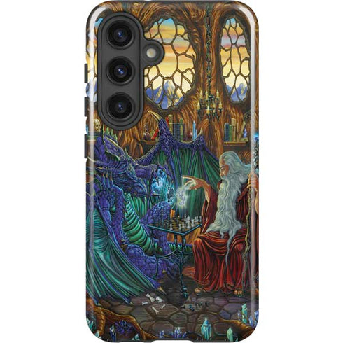 Dragon and Wizard Playing Chess by Ed Beard Jr Galaxy S25 Impact Case