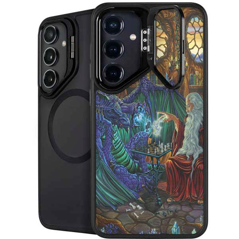 Dragon and Wizard Playing Chess by Ed Beard Jr Galaxy S25 Kickstand Case