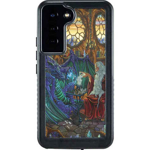 Dragon and Wizard Playing Chess by Ed Beard Jr Galaxy S24 Plus Waterproof Case