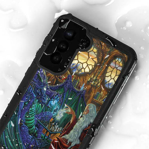 Dragon and Wizard Playing Chess by Ed Beard Jr Galaxy S24 Plus Waterproof Case