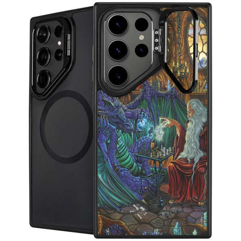 Dragon and Wizard Playing Chess by Ed Beard Jr Galaxy S25 Ultra Kickstand Case