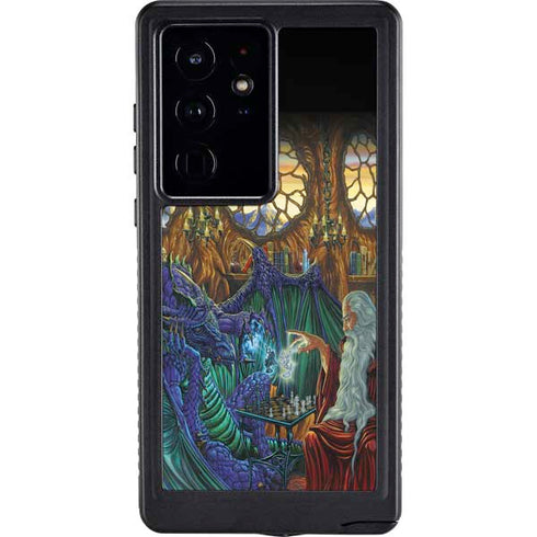 Dragon and Wizard Playing Chess by Ed Beard Jr Galaxy S24 Ultra Waterproof Case