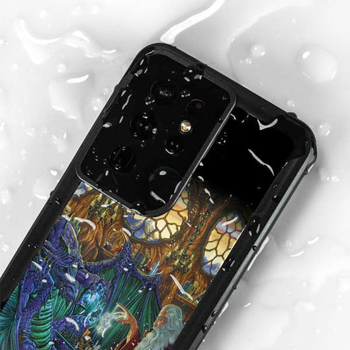 Dragon and Wizard Playing Chess by Ed Beard Jr Galaxy S24 Ultra Waterproof Case