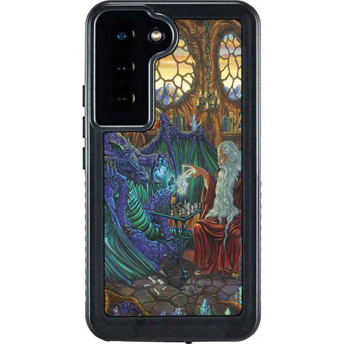 Dragon and Wizard Playing Chess by Ed Beard Jr Galaxy S24 Waterproof Case