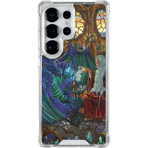 Dragon and Wizard Playing Chess by Ed Beard Jr Galaxy S25 Ultra Clear Case