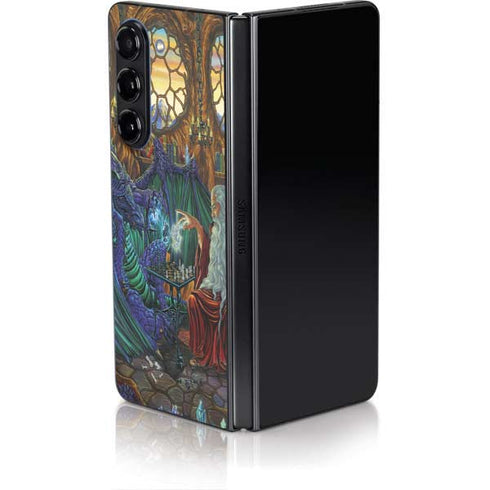 Dragon and Wizard Playing Chess by Ed Beard Jr Galaxy Z Fold5 5G Skin