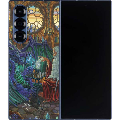 Dragon and Wizard Playing Chess by Ed Beard Jr Galaxy Z Fold6 Skin