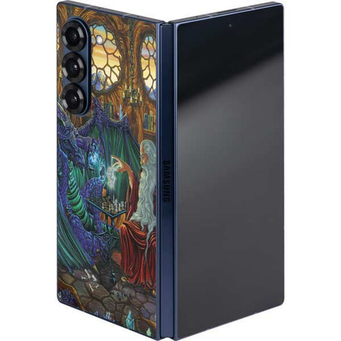 Dragon and Wizard Playing Chess by Ed Beard Jr Galaxy Z Fold6 Skin