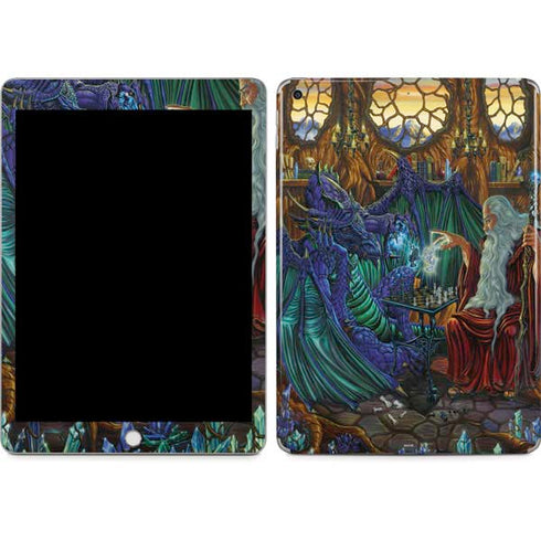 Dragon and Wizard Playing Chess by Ed Beard Jr Apple iPad Skin