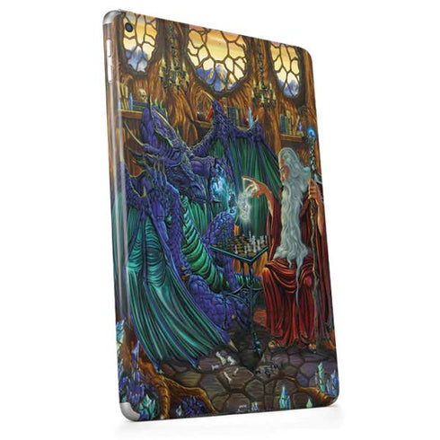 Dragon and Wizard Playing Chess by Ed Beard Jr Apple iPad Skin