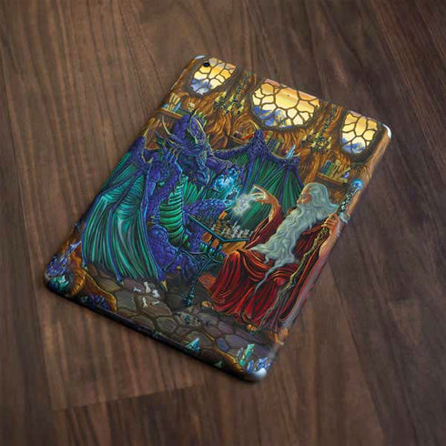 Dragon and Wizard Playing Chess by Ed Beard Jr Apple iPad Skin