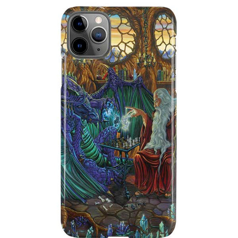 Dragon and Wizard Playing Chess by Ed Beard Jr iPhone Cases