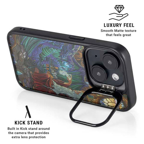 Dragon and Wizard Playing Chess by Ed Beard Jr iPhone 13 Kickstand Case