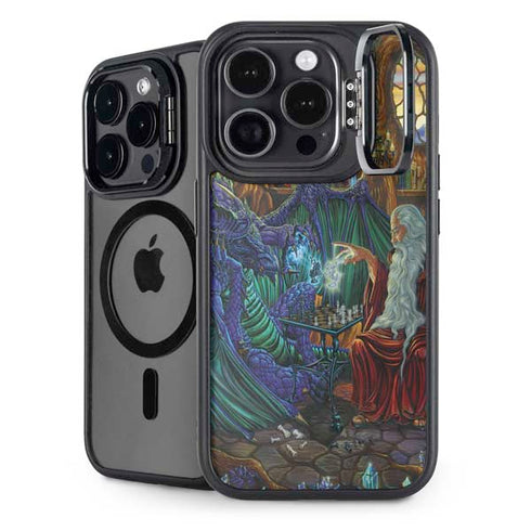 Dragon and Wizard Playing Chess by Ed Beard Jr iPhone Cases