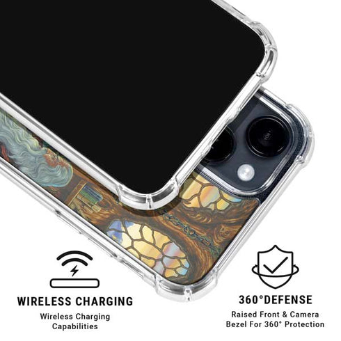 Dragon and Wizard Playing Chess by Ed Beard Jr iPhone 15 Clear Case