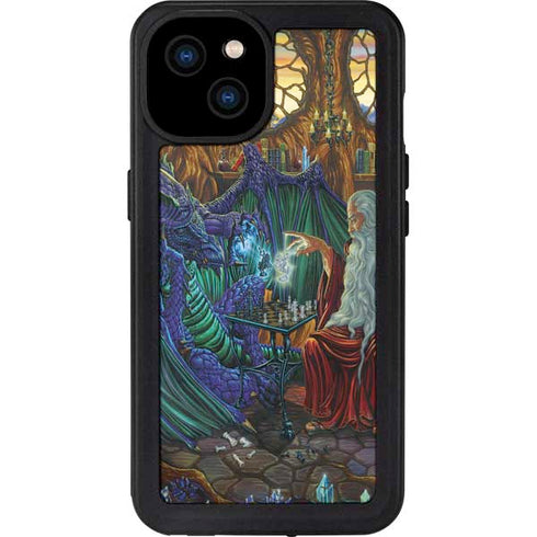 Dragon and Wizard Playing Chess by Ed Beard Jr iPhone 15 Plus Waterproof Case