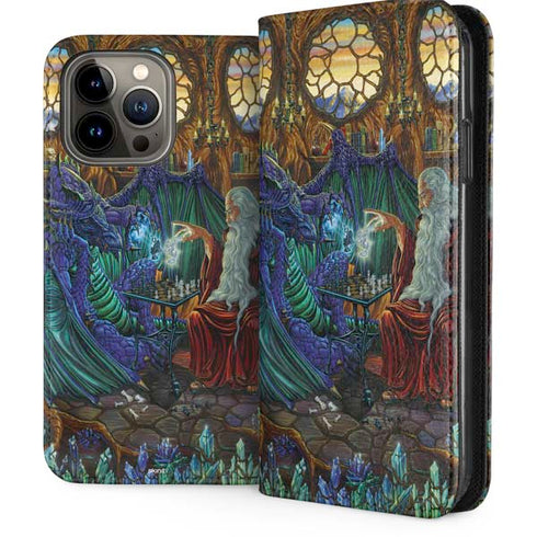 Dragon and Wizard Playing Chess by Ed Beard Jr iPhone Cases