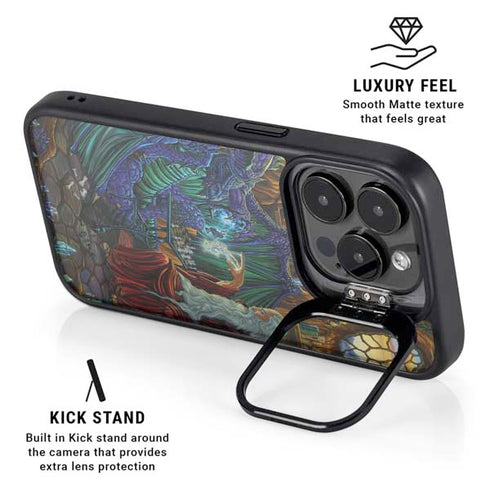 Dragon and Wizard Playing Chess by Ed Beard Jr iPhone 15 Pro Max Kickstand Case