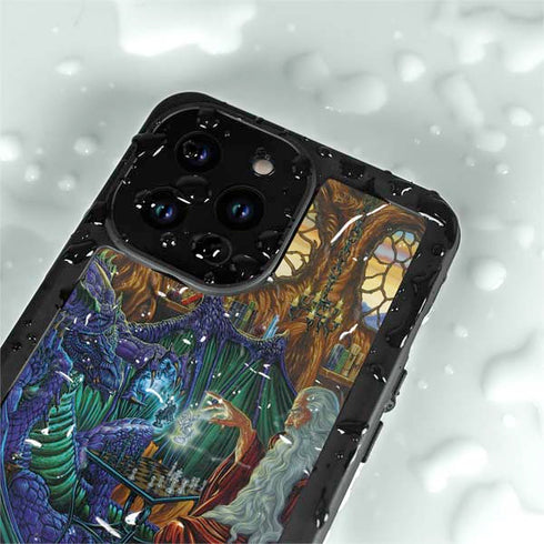 Dragon and Wizard Playing Chess by Ed Beard Jr iPhone 15 Pro Waterproof Case