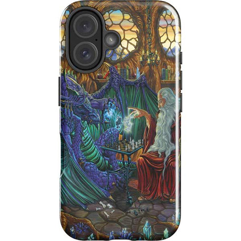 Dragon and Wizard Playing Chess by Ed Beard Jr iPhone 16 Impact Case