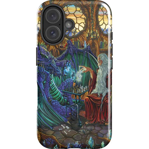 Dragon and Wizard Playing Chess by Ed Beard Jr iPhone 16 Magsafe Impact Case