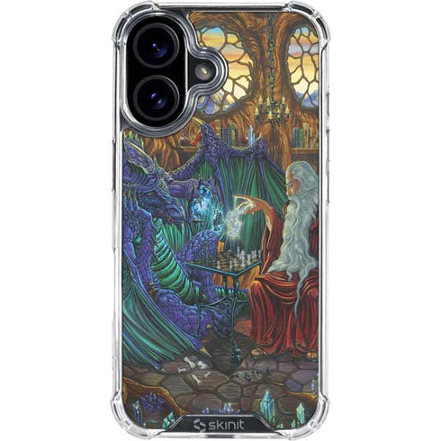 Dragon and Wizard Playing Chess by Ed Beard Jr iPhone 16 Plus Clear Case