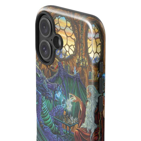 Dragon and Wizard Playing Chess by Ed Beard Jr iPhone 16 Plus Impact Case