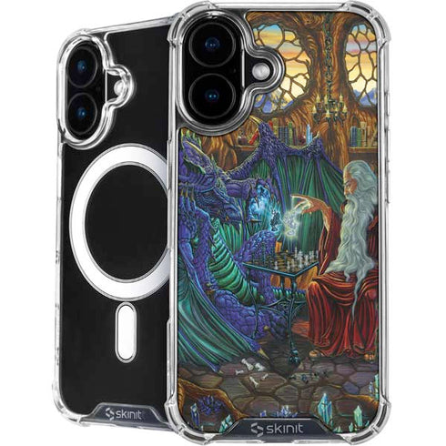 Dragon and Wizard Playing Chess by Ed Beard Jr iPhone 16 Plus MagSafe Case