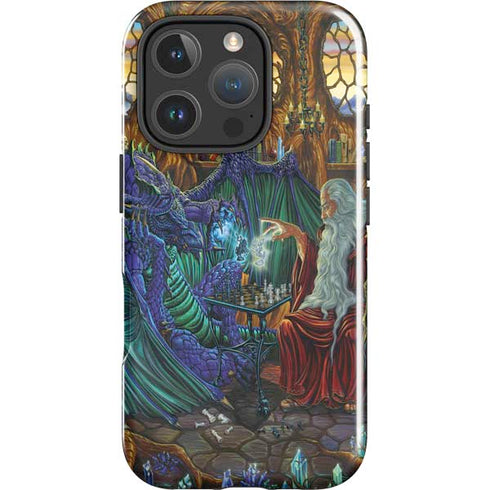 Dragon and Wizard Playing Chess by Ed Beard Jr iPhone 16 Pro Impact Case